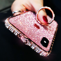 Suitable for apple x mobile phone case rhinestone new iphone8plus diamond frame xsmax with diamond metal apple 8 flash powder film 7Plus anti-fall full package 6splus net red
