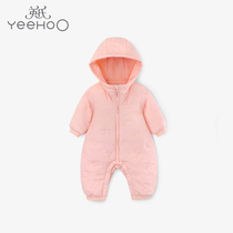 British baby jumpsuit women baby winter coat cotton hooded clam clothes out climbing clothes YRHFJ40214A01