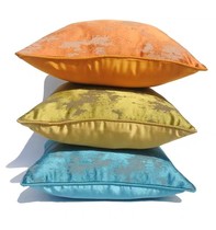 Chinese model room mottled neoclassical peacock blue orange orange sofa cloud silk pillow cover cushion cushion