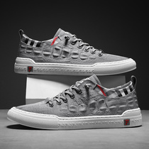 High-end light luxury mens shoes thin breathable shoes Mens 2021 European station fashion board shoes lace-up non-slip mesh casual shoes