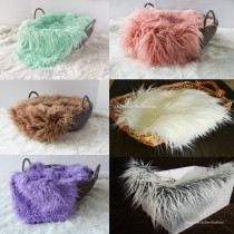 Photoshoot Photographed Wool Cushion Children Photography Props Pure Wool Long Blanket Newborn Door-to-door Shooting Long Hair Blanket