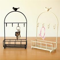 Creative Wrought iron door entrance key storage plate ornaments Shoe cabinet Desktop hook storage rack Jewelry storage rack