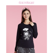 6IXTY8IGHT 68 official cute cat PRINTED cotton home WEAR pajama TOP female HW07710
