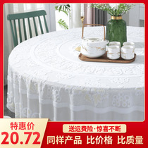 Lace table cloth Round white hollow pastoral large round table cloth art Household restaurant hotel solid color tablecloth European style