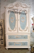 Carolyn method retro to old solid wood carved double door wardrobe American Country Childrens room closet locker