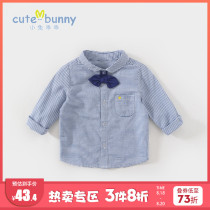  cutebunny baby autumn clothes 1-3-5 years old boy bow tie shirt Trendy baby cotton long-sleeved shirt Western style