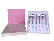 Bone China chopsticks spoon Fork six sets stainless steel chopsticks ceramic gift tableware spoon set Korean creative