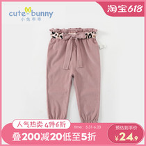 Baby Autumn Clothing 1-3-5 Year Old Girl Casual Long Pants Foreign Air Baby Light Core Suede Pants 100 Hitch Open Gear