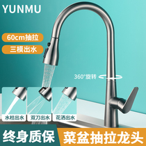 Full copper-pumped faucet sputter-proof artifact house with cold and hot telescopic can rotate faucet to wash dishes and wash basins