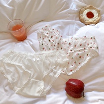 Cute girl sweet strawberry pure white underwear transparent mesh playful comfortable elastic low waist student underwear