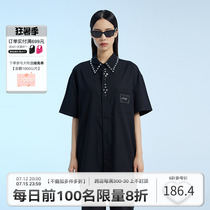 ANDYET AD1 21ss original neckline rivet college wind short sleeve shirt hip hop loose lovers shirt