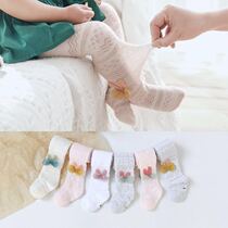 Baby mesh pantyhose Summer thin baby anti-mosquito socks Spring and summer pure cotton cute large pp girls leggings socks