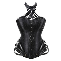 New gothic tube top hanging neck 11 steel bone short corset tight court corset waist seal garter belt