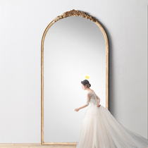 European style vintage mirror floor mirror clothing store fitting mirror carved wall porch vanity mirror full-length mirror home