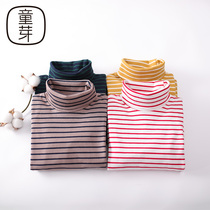 Childrens bud childrens turtleneck bottoming shirt Boys striped T-shirt girls bottoming baby top Autumn and winter long-sleeved bottoming t