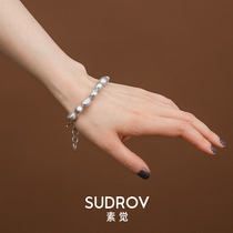 Sauvignon-shaped pearl sterling silver bracelet female simple temperament Baroque fashion handwear for mother birthday gift