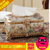 Lio - style tissue box luxury retro home decorated resin napkin box creative high - end living room drawing box