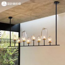 Designers lamp light luxury bar straight row chandelier dreamy glass long strip light cafe restaurant lamp