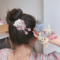 Imported childrens hair accessories three-dimensional cartoon Pearl Bear rabbit Korean girl Hairband headwear high elastic rubber band does not hurt hair