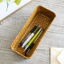 KENS rattan straw storage box cosmetics storage basket storage basket desktop utility basket coffee table retail storage basket