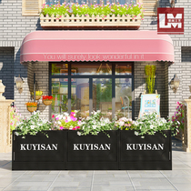 Iron outdoor flower box commercial street Qing bar coffee shop outdoor greening flower trough sales department combined planting box customization