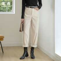 Light Core Suede Pants Woman 2022 Chunqiu New loose High waist Old daddy wide leg pants Korean version Leisure Harlan radish pants