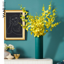 Nordic straight vase Ceramic ornaments Home living room flower arrangement ins simple entrance TV cabinet decorative flower