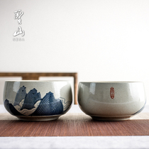 Shengshan antique hand-painted blue and white ceramic large tea wash household washing water dregs tea ceremony zero with kung fu tea set