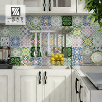 Balcony tiles Nordic pastoral antique tiles Green bathroom kitchen floor tiles Flower pieces matte tiles 300 wall tiles