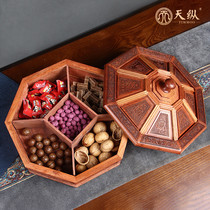 Burmese pear carving four seasons have wealth fixed fruit plate solid wood dried fruit box candy box Chinese living room Star star fruit plate