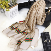 Mulberry silk silk scarf womens wild spring and autumn foreign style fashion high-end silk scarf ladies banquet shawl long