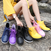 100 Nico Autumn Winter Parenting Fashion Money Outside Wearing South Korea Rain Shoes Women Lovers Non-slip Short Drum Rain Boots Add Suede Water Shoes