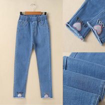 Girls jeans 2021 Autumn New Korean version of the children Foreign style casual pants little girl autumn stretch pants