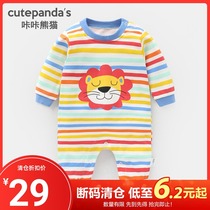 Baby clothes long sleeve male spring and autumn women baby newborn climbing clothes striped pajamas Y5433