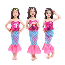 Mermaid tail child girl mermaid tail princess skirt mermaid performance clothing fish scale sequins