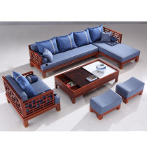 Mahogany hedgehog rosewood ten thousand character sofa Chinese solid wood rosewood living room furniture tea table corner sofa combination