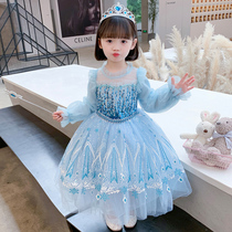 New Spring Autumn Girls' Aisa Princess Dress Children's Long Sleeve Dress Ice Snow Wonderful Halloween Dress Vest Skirt