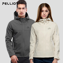 Burhy and outdoor soft shell submachine clothes men and women casual fashion waterproof connected hat spring and autumn soft shell clothing jacket