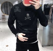 2021 Winter new European and American trend fashion sweater men velvet warm base shirt men jacquard sweater