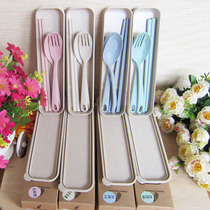 (4 Suits) Mai Element Creative Chopsticks Spoon Fork Suit Cute Portable Cutlery Three Sets Gift Promotion