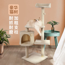 Cat Climbing Frame Cat Nest Integrated Cat Tree Small Solid Wood Cat Supplies Multifunctional Jumping Station Cat Grab Cat Toys