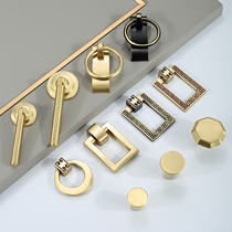 Light extravagant pure copper handle cabinet door style cabinet door handle drawer golden handle full copper single-hole pull ring four-way