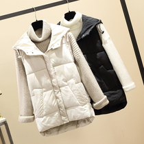 Down Cotton Mwaistcoat Female Europe Station 2021 Autumn Winter New Korean version 100 lap cap outside wearing vest cotton jacket jacket