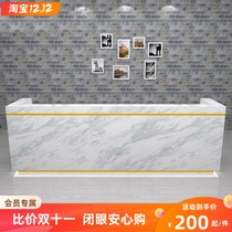 Brief White High-end Baking Varnish Foreground Marble Front Office Reception Desk Consulting Desk Welcome Bentdesk Corner Foreground Customisation