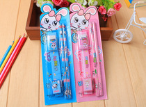 Childrens toys student pencil sharpener ruler rubber stationery 5 sets kindergarten holiday gifts