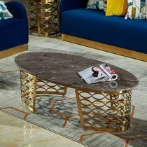 Marble countertop landscape tea table Nordic small apartment living room sofa combination stainless steel coffee table tea table