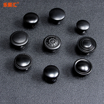 Cabinet door small handle Kitchen cabinet drawer single hole surface mounted round zinc alloy bedside table TV cabinet Black door handle