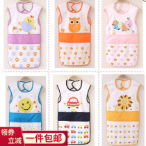  Antarctic people waterproof anti-dressing baby apron Baby eating blouse Bib childrens long-sleeved sleeveless painting protective clothing