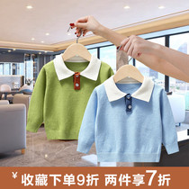 Baby sweater cardigan Spring and Autumn childrens pullover sweater sweater Autumn baby knitted lapel POLO shirt