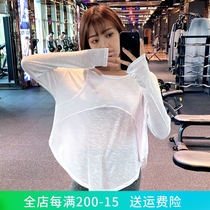 Sports blouses woman loose Korean version hooded sweatshirt Slim Speed Dry Clothes T-shirt Long Sleeve Tennis Red Fitness Yoga Clothes Autumn Winter